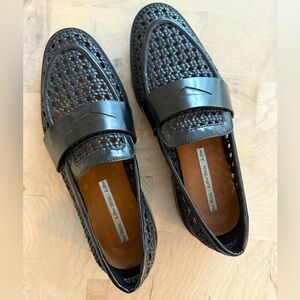 Open woven leather loafers size size 39